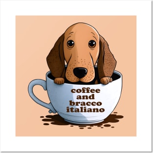 Coffee and bracco italiano Posters and Art